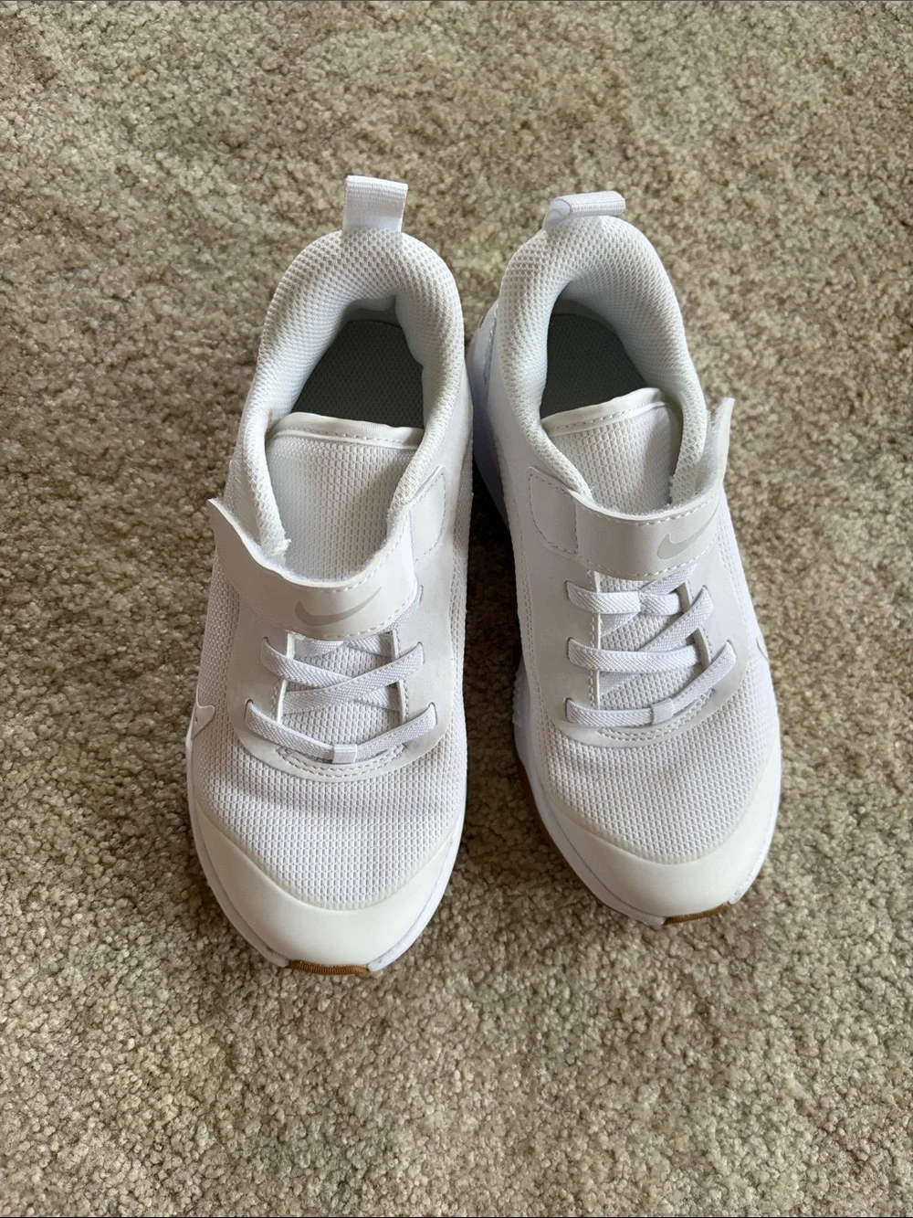 Brand New Nike Kids White Sneakers with Gum Outsole